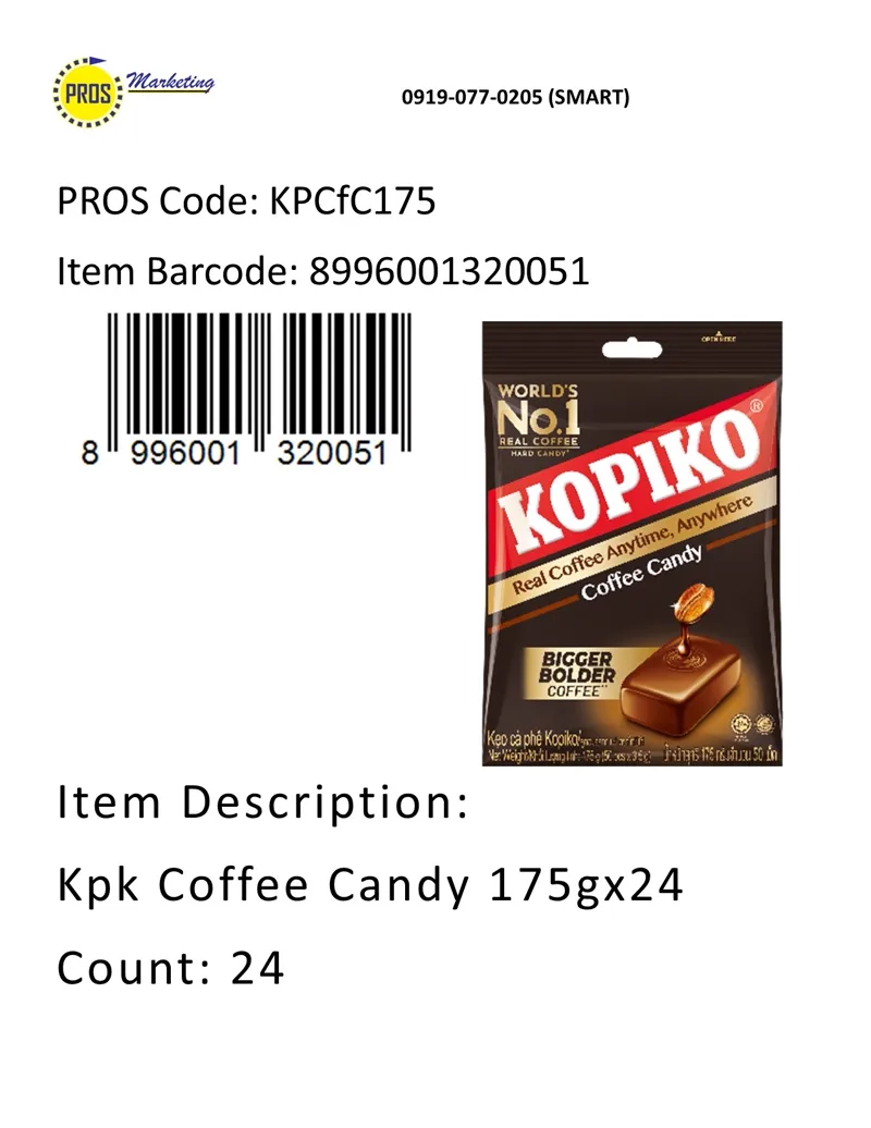 Kpk Coffee Candy 175gx24