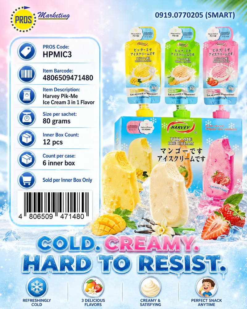 Harvey Pik-Me Ice Cream 3in1 flavor 12sx6s