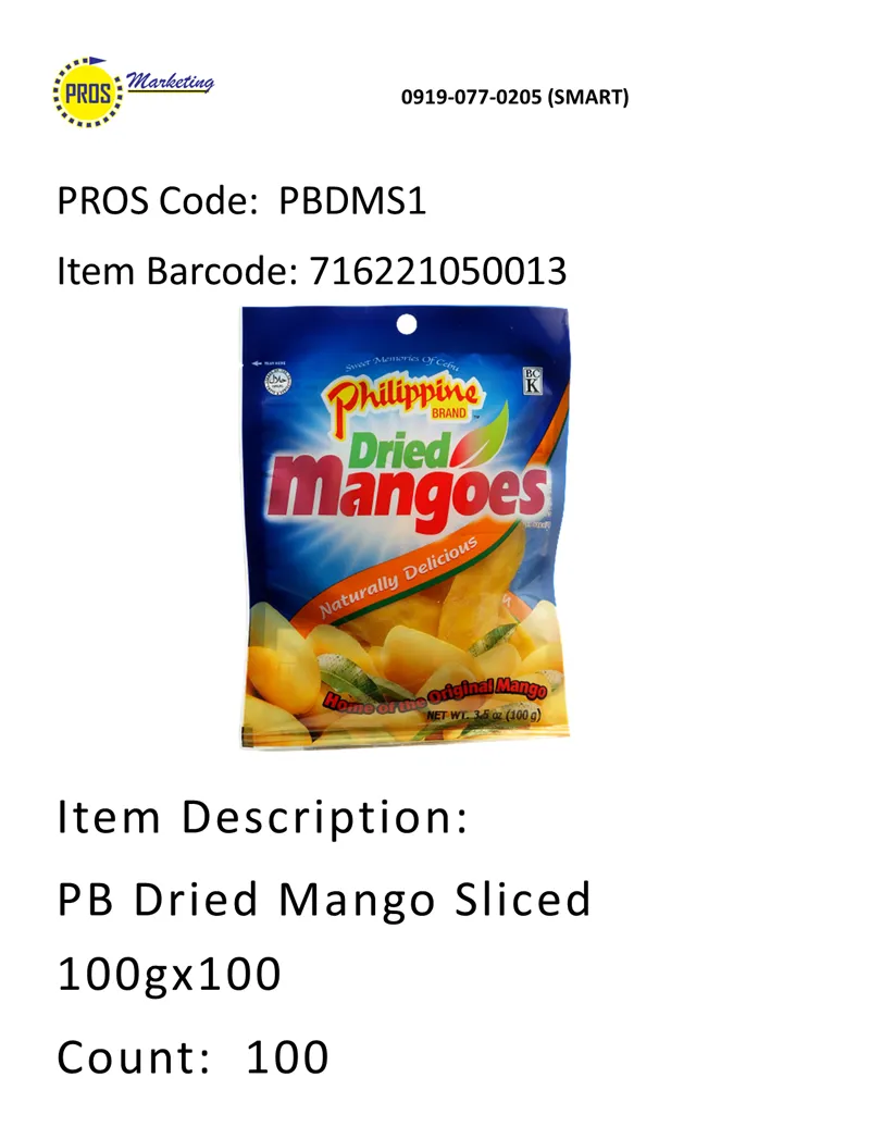 PB Dried Mango Sliced 100gx100