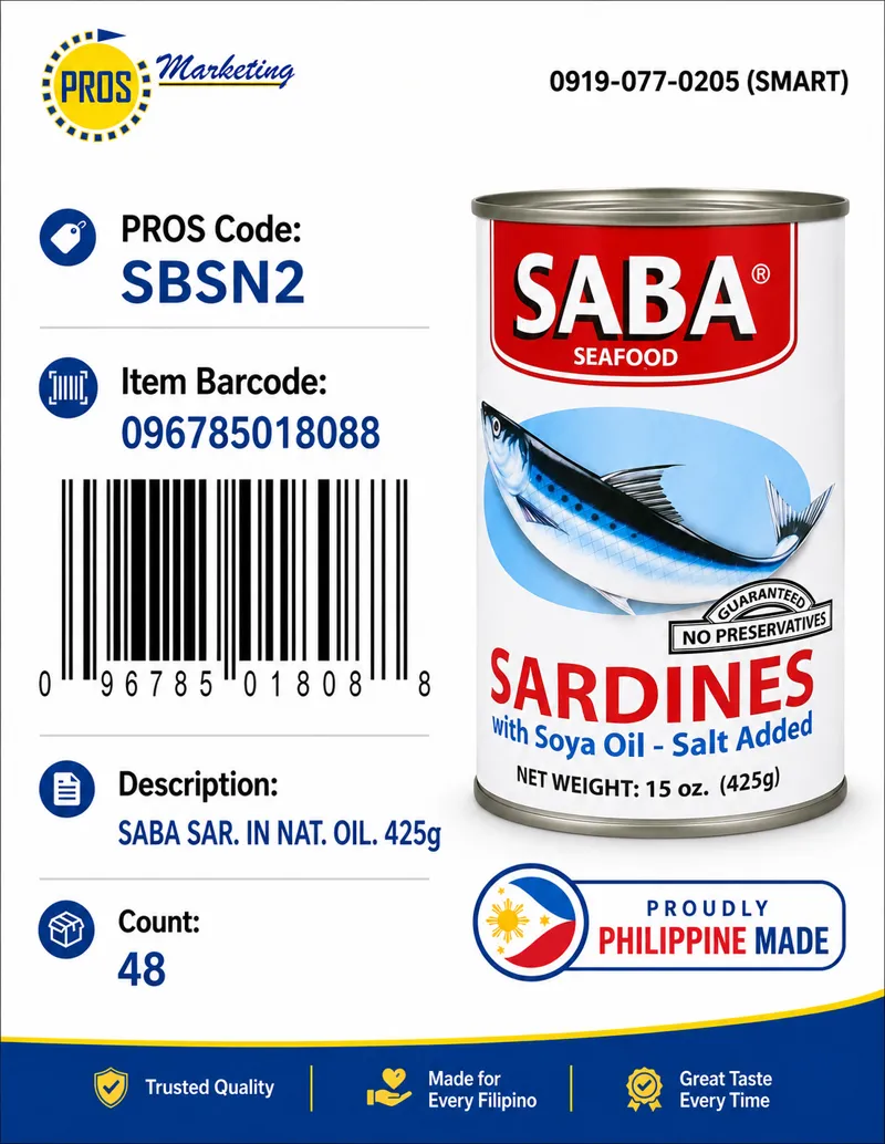SABA SAR. IN NAT. OIL. 425g