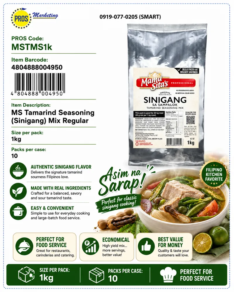 MS Tamarind Seasoning (Sinigang) Mix Regular 1kgx10