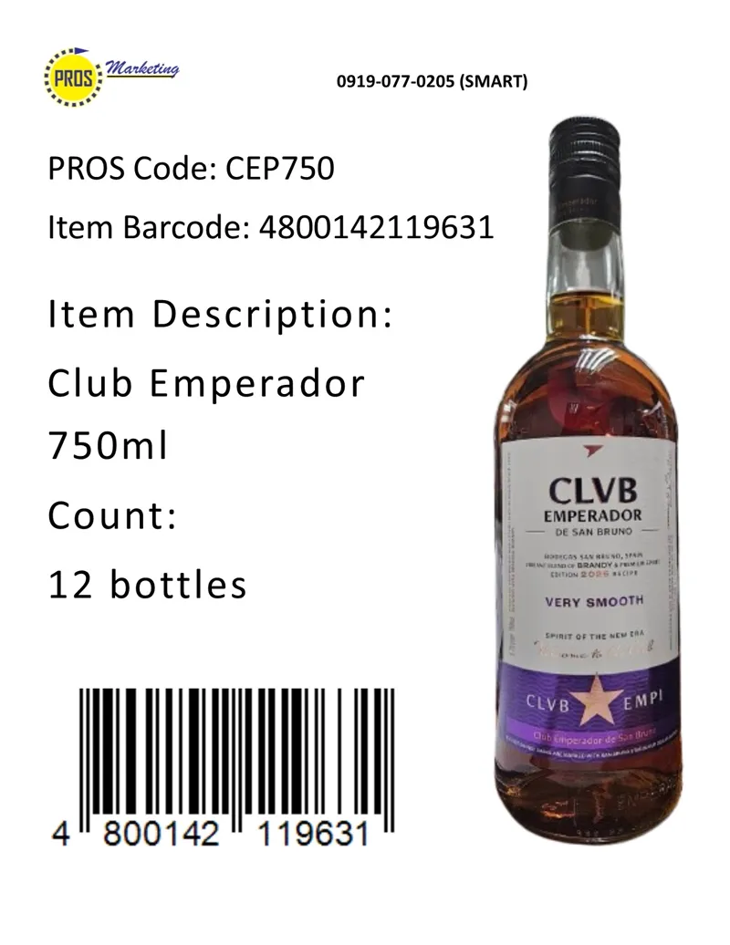 Club Emperador 750mlx12s
