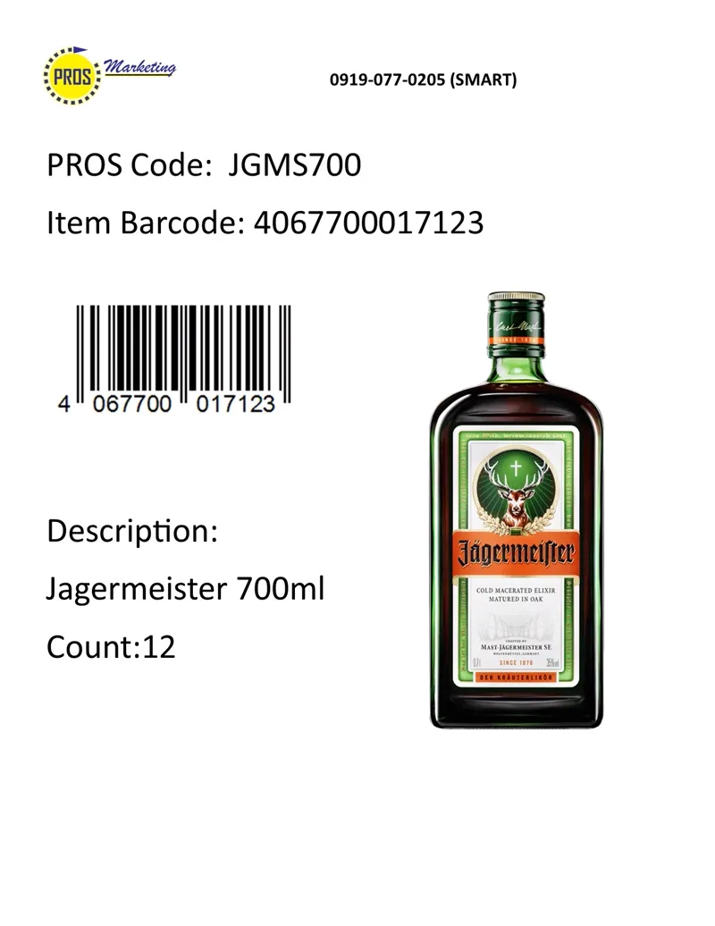 Jagermeister 700ml x12s