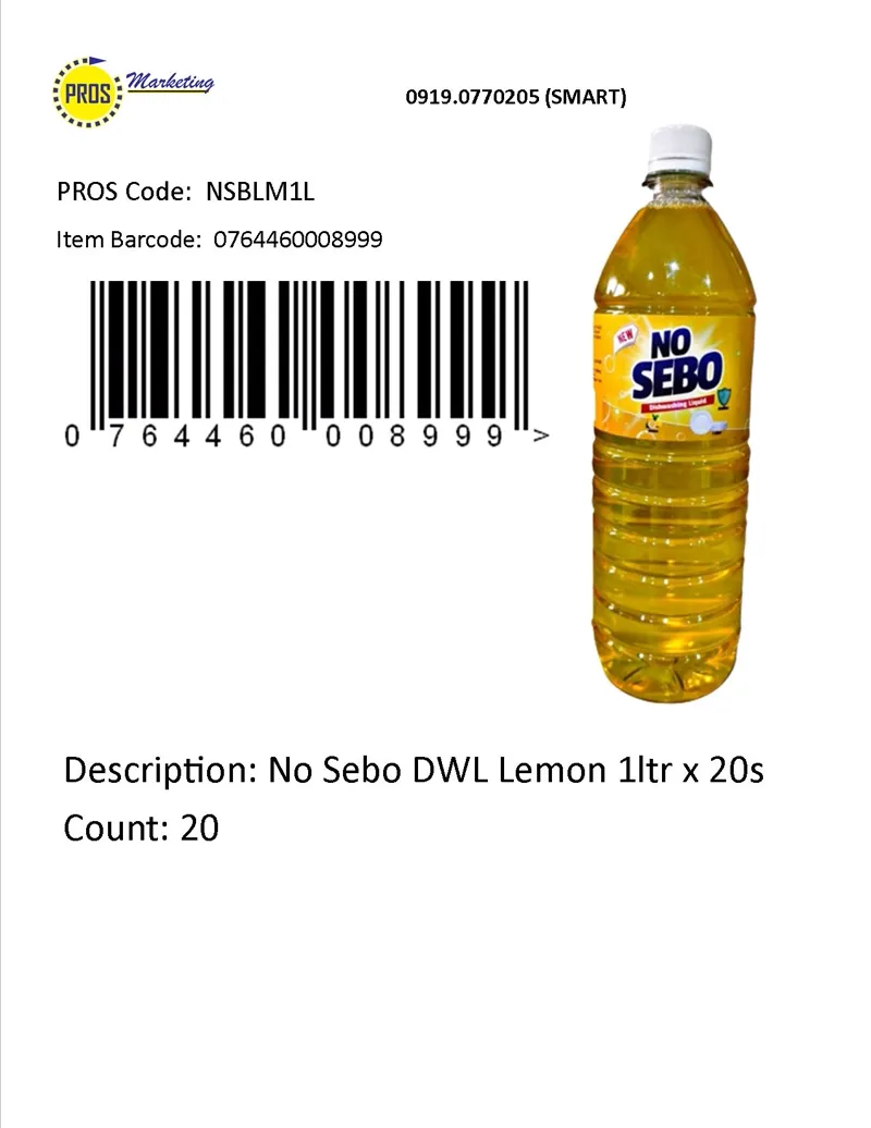 No Sebo DWL Lemon 1ltr x 20s