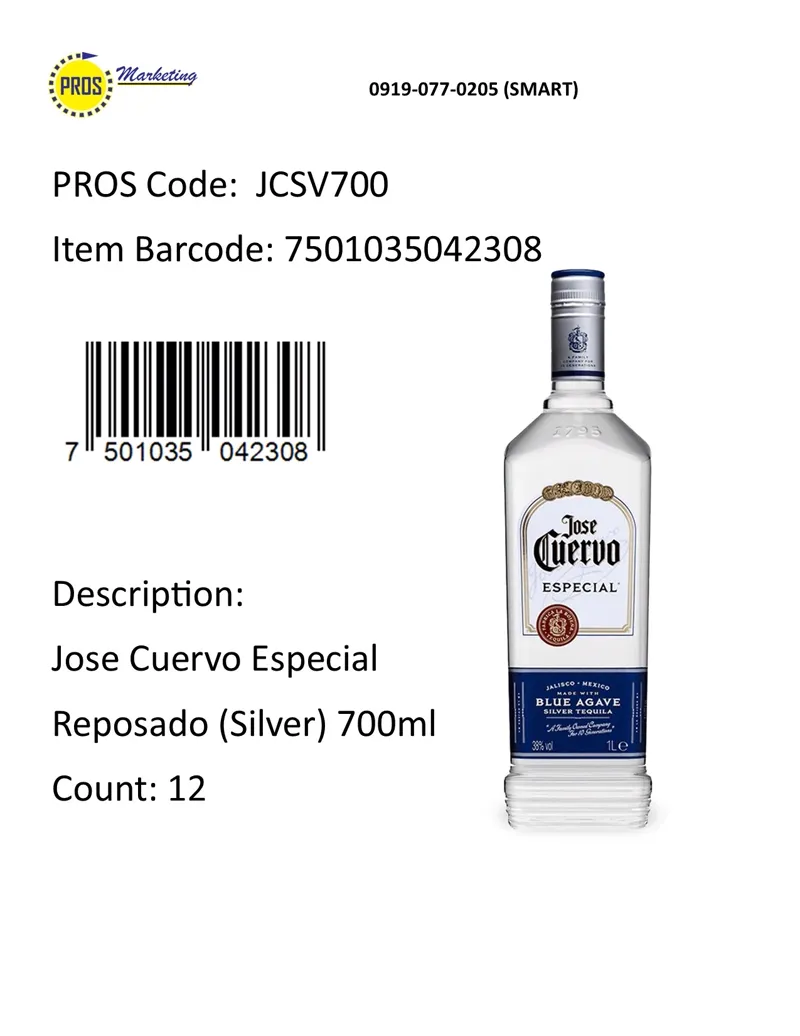 J.Cuervo Especial (Silver) 700ml x12s