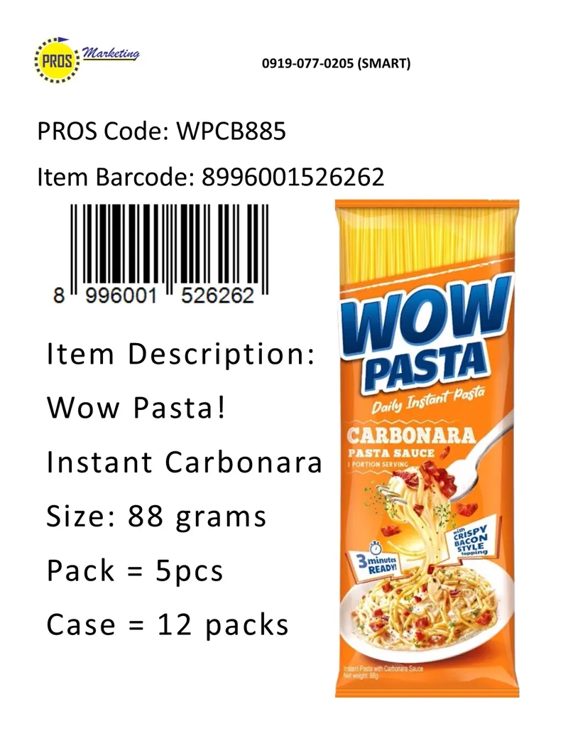 Wow Pasta Carbo (88gx5s) x12s