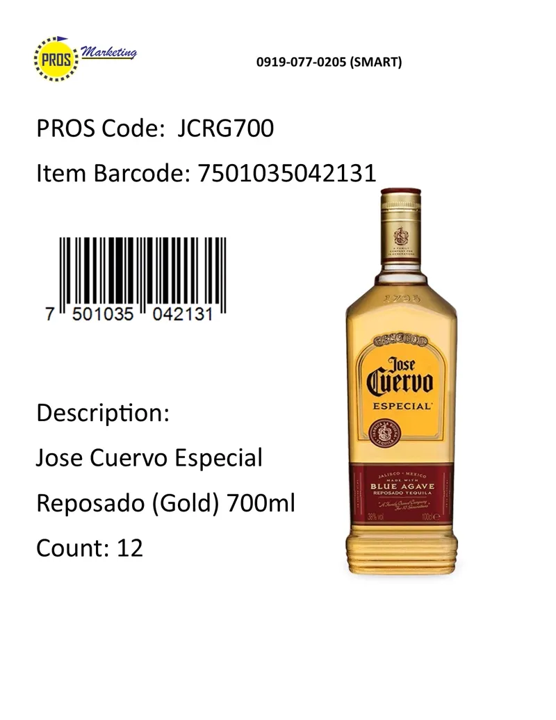 J.Cuervo Especial Reposado (Gold) 700ml x12s