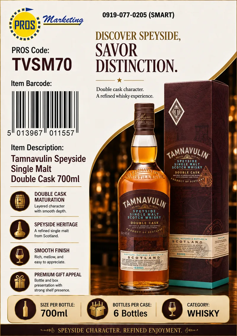 Tamnavulin Speyside Single Malt Double Cask 700ml x6s