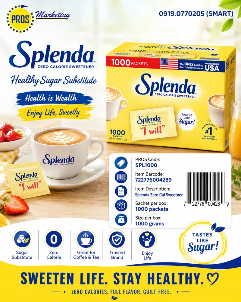 Splenda Zero Cal Sweetener 1kg 1X1000s