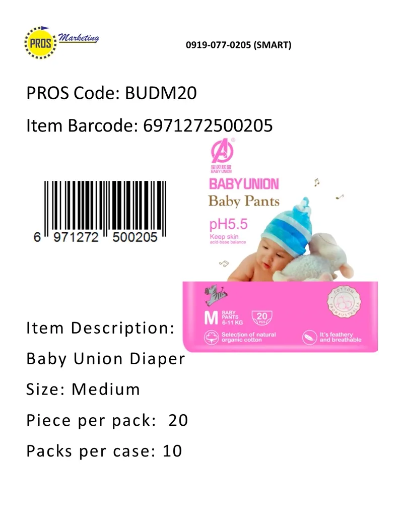BabyUnion Diaper M 20sx10s